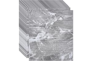 RAY-VELOCITY Papel Pintado Pared 3D, Autoadhesivo Impermeable Pegatina de Pared Espuma, Efecto Ladrillo de Piedra, Paneles Decorativos Para Pared para Cocina, Sala de Estar (36 Piezas, Gris Roca)