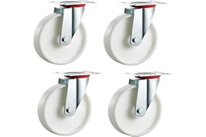 Bulldog Castors - Ruote girevoli in nylon da 125 mm, montaggio su piastra superiore, con ruote robuste, max 640 kg per set
