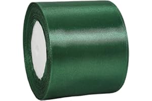 YAYAFUNFUN 22m Ruban de Satin Vert Foncé Gros 100mm,Ruban Satin Ruban Cadeau Emballage,Ruban Bouquet Mariage,Ruban Tissu pour Couture,Nœuds,Noel,Artisanat,Voitures,Gâteau,l'artisanat de Décoration de la Maison