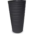 Fioriera Rotonda MELTOM Con Inserti – Effetto 3D Onde, Bianca, 32x20 Cm, Resistente Al Gelo Per Esterni - 2