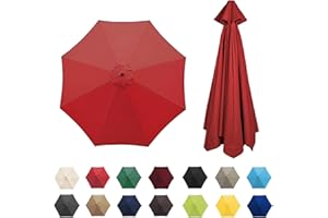 IRUGS Universal Umbrella Replacement Cloth 6 Arms/8 Arms，Patio Umbrella Cover Cloth ，Replacement Parasol Canopy，2.7 M/3.0M，Parasol Umbrella Replacement Cover (Canopy Only) ( Color : Bright red , Size : 6 Ri