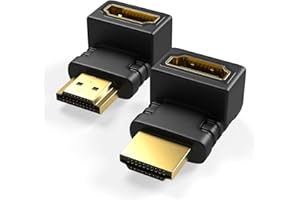 REDSTAR24 Connettore HDMI ad angolo 90° e 270° (2 pezzi) | Adattatore HDMI maschio-femmina tipo A | Contatti dorati | 4K Ultra HD, 3D, HDR, ARC, Full HD 1080p