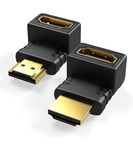 Goobay HDMI Winkeladapter 90°, Vergoldet – Für 8K @ 60 Hz, 4K @ 120 Hz, 48 Gbit/s