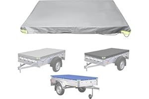 MICBLACO Trailer Flat Tarpaulin, 208 x 114 x 13 cm Waterproof Heavy Duty Tarps Sheet, with Tarpaulin Rope, with Eyelets, Multi-use Tear-Resistant Protective, for Many Trailers, Car Trailer (Off White)