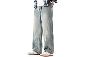 PADOLA Jeans Uomo Gamba Dritta con Vita Elasticizzata e Cordino Pantaloni Denim Lavaggio Usato con Tasche Laterali e Posteriori