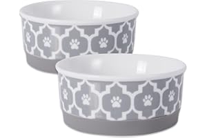 Bone Dry Lattice Collection miska i kanister dla zwierząt domowych, mała okrągła - 10,8 x 10,8 x 5 cm, szara, 2 sztuki