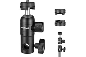 NEEWER Lichtstativ-Adapter mit Kaltschuh, 6,35 mm (1/4 Zoll) Mini-Kugelkopf, wendbare Montageplatte für Kamera-Monitor-Ringlicht, passend für Flachkopf/Galgenarm/C-Ständer, maximale Traglast 10 kg, 2