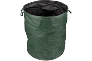 Perel Bolsa de residuos de jardín, plegable, 150 L, manijas, verde oscuro/negro, resistente al agua