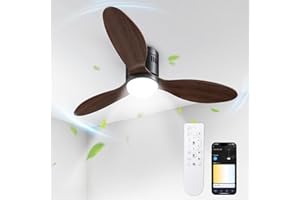BLITZWILL Ventilatore da Soffitto con Luce, Ø132cm Ventilatori da soffitto con Illuminazione LED, Controllo App&Telecomando, 6 Velocità, 3 Colori Dimmerabile, 3 Pale, Silenzioso, Estate-Inverno,Timer