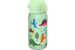 Ion8 Gourde Enfant, Anti-Fuite, Facile à Ouvrir, Verrouillage Sécurisé, Lavable en Lave-Vaisselle, Poignée de Transport, Facile à Nettoyer, Motif Dinosaures