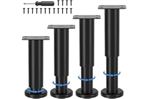 VETIN 4 Stück Möbelfüße Verstellbar, Möbelfüße Höhenverstellbar 12-18cm, Metall Schwarz Möbelbeine, Möbelbeine für Schrank Fernsehschrank Bett Sofa Nachttisch Lehrstuhl Badezimmerschrank