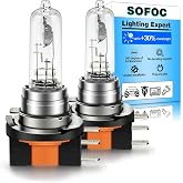 SOFOC H15 Bulb 12V 55W/15W Daylight 64176 PGJ23t-1 Warm White 715 Headlight DRL Close/Far 3 Tips Anti-Glare 2pcs