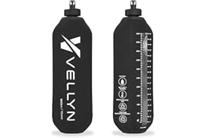VELLYN 2 x 500ml Running water bottle soft flask, Collapsible water bottle for running vest, Ultra Lightweight Only 29g, Quick Grip Shell, Volume Window, 100% Leakproof Hydration for Hiking, Cycling & Travel