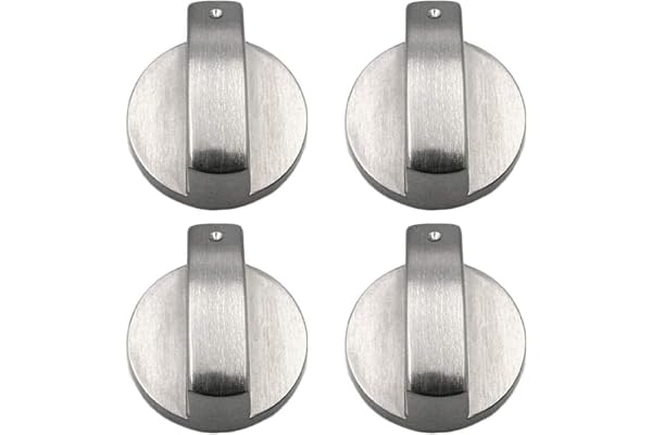 BaiJ Köksknoppar, 4 pack borstad metall roterande gasknopp spis kontroll knoppar kökshandtag universella ugnsbrytare knappar spis, zinklegering 8 mm x 4 cm