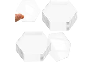 BAERTMY Acrylglas Platte Plexiglas Platten 3mm Plexiglasscheibe Plexiglass Hexagon Acryl Glas Platten 20 Stück Akrylplatten Tischkarten Blanko Platzkarten Acrylplatten Transparent für DIY Bildrahmen Gemälde