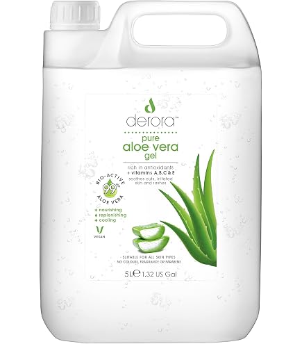 5 Liter | Organic Aloe Vera Gel 100% Pure Natural from Freshly Cut Aloe,  Soothing & Hydrating, Rich in vitamins, bug bites and minor burns, Ideal  for all skin types, Cruelty-free &