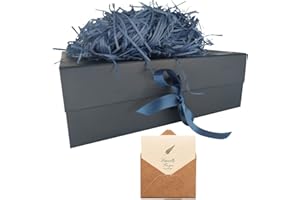 REECAGO Blue Gift Box 33x26x11cm, Large Gift Box with Magnetic Lids and Silk Ribbon Specially Designed for Presents Birthdays, Holidays, Anniversaries Gift Packaging
