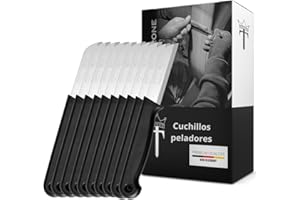 Schwertkrone Juego de 10 cuchillos peladores [fabricado en SOLINGEN – Alemania] – Cuchillo de cocina pequeño afilado – Cuchillo pelador de patatas – Cuchillo multiusos (10 x negro – hoja de 6 cm)