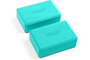 Myga Yoga Blocks - Pair of High Density Foam Bricks for Yoga, Pilates and Fitness for Balance, Support & Flexibility - Non Slip, Lightweight & Durable Foam Blocks for Home, Gym & Travel