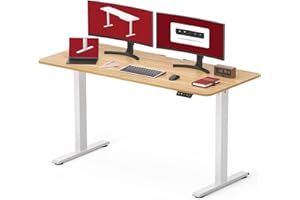 ‎SANODESK SANODESK QS1 140 x 60 cm Höhenverstellbarer Schreibtisch Elektrisch 2-Fach-Teleskop mit Memory-Steuerung (Weiß-Ahorn)