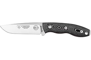 Cudeman Cuchillo BS9 Quercus 160-M Hoja de Acero MoVa 1.4116 de 11 cm empuñadura de micarta Negra de 12,5 cm para Caza, Pesca, Supervivencia y bushcraft + Portabotellas Regalo