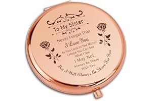 GiftGem Sister Gifts - Unique Sister Birthday Presents, Compact Mirror, for Sister, Heartfelt Sister Gifts From Sisters, Sister-in-Law & Friend Gifts