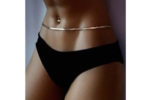 Carufin Cadena de cuerpo de hueso de serpiente Cadena de bikini dorada Cadena de vientre sexy Cinturón de traje de playa de verano ajustable para mujeres y niñas