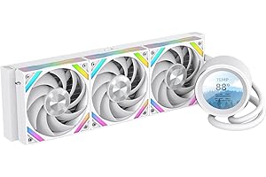 SAMA Q60 360mm AIO Liquid CPU Cooler, 2.8" LCD Display, Quiet FDB PWM Fans, High-Performance Pump, Intel LGA 1700/1851/1200/115X/2011/1366 & AMD AM5/AM4 Compatible – White