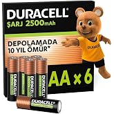 DURACELL ŞARJ EDİLEBİLİR AA Kalem Pil (6'lı Paket) &ndash; 2500 mAh