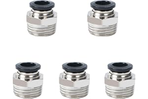 Leliafleury 5Pcs Straight Pneumatic Push to Quick Connect Fittings 10mm Tube OD x 1/2" Male Thread Connector Pneumatic Fittings Quick Release Air Line Adapter
