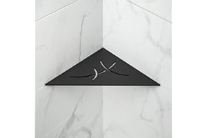 Bernkot Étagère d'angle de douche noire en acier inoxydable 304 - 254 mm - Étagère murale carrelée - Étagère triangulaire pour rangement de salle de bain sans perçage