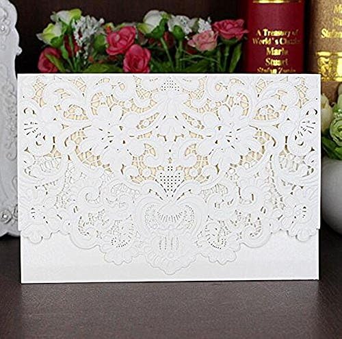 SIncek New 20Pcs Luxury laser cut embossed flower wedding invitation cards in FREE matching envelop, insert card and seal
