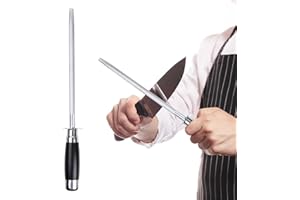 DAELESR Affilacoltelli Manuale in Acciaio, Asta per Affilatura Professionale, 8inch Affilatore di Coltelli per Cucina, Affilatori Alto Carbonio Acciaio, Honing Steel Manual Knife Sharpener per Master Chef