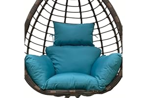 ‎TIELAG Hängesessel Kissen Outdoor, Wasserdicht Polster Hängekorb, Auflage für Polyrattan/Rattan Hängeschaukel, Schaukel Korb, Nur Schaukelkissen, Pfauenblau