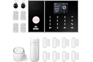 LWOHSI Sistema De Alarma para el Hogar Inalámbrico, Sistema De Alarma Antirrobo para el Hogar gsm con Control Remoto Inteligente, Pantalla LCD, Aviso de Voz, Seguridad para el Hogar/La Oficina