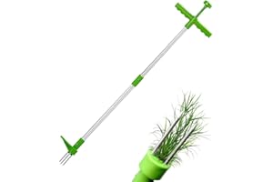 LEVABE Extracteur pour mauvaises herbes, désherbeur manuel avec pédale, long manche réglable, outil d'élimination des racines des mauvaises herbes, mauvaises herbes de jardin, pelouse