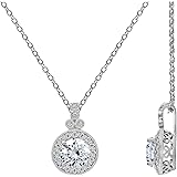 Amazon Collection Halskette mit Anhänger Sterling-Silber 925 platiniert Zirkonia Rundschliff