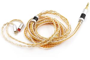Linsoul Tripowin Zonie IEM Cavo, 16 Core Placcato Argento Cordoni Aggiornati, 1.25m SPC in Ear Monitor Cavi per 7hz Zero:2 Orchestra Lite Cadenza Hype4 Supermix4(2pin 0.78mm, 2.5mm)(Oro)