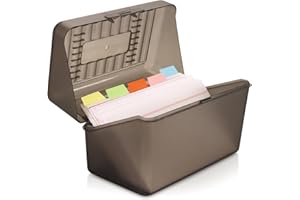 seOSTO Scatola per Indici A7 A8, Porta Carte in Plastica per Indice, con 10 Linguette e 100 Carte Apprendimento, Piccola Custodia per Flash Card Scatola per Appunti Ufficio Scheda di Indice Flashcard