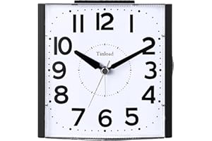 Tinload Analog Seniorenwecker mit Nachtlicht, 4.7 Zoll großes Zifferblatt, Tischuhr mit Schlummerfunktion, laut, ansteigendem 3-stufigem Glockenton, Batteriebetrieben