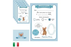 MFS MYFUTURSHOP Myfuturshop® Topolino Lettera Certificato di Dente Pulito 10 Unità Regalo Originale per Ragazzi e Ragazze Versione Italiana (Blu)
