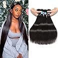 8a Grade Peruvian Straight Hair 4 Bundles 1b Black Color Silky Straight Human Hair Extensions Can be Dyed and Styled Hair Weaving for Women 18 20 22 24 Inches