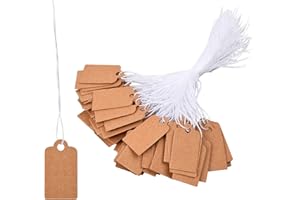 Cozlly 500 Pcs Cartellini Prezzi Versatili, Cartellini in Carta Kraft con Cordino-Ideali per Etichettare Prezzi per Mercatini Delle Pulci, Abbigliamento, Espositori per Gioielli e Cartellini Regalo