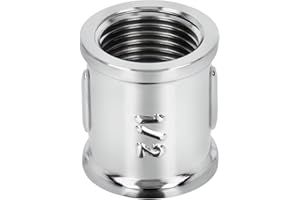 HYDROBIL Manguito de Latón Cromado 1/2" BSP (18,6mm) Hembra x 1/2" BSP (18,6mm) Hembra, Accesorios de Fontanería para Tubería de Agua, Accesorio Roscado de Plomería, 10 Bar, Max. Temp. 95°C