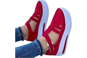 NUSGEAR 2023 Baskets Chaussures femmes Faciles à mettre et à enlever Sandales compensées à Chaussures à semelles épaisses Sandales De Sport à Glissière Orthopédiques Pour Femmes, Sandales Confortables Sport