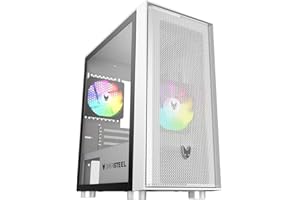 Oversteel Aeris RGB Mini obudowa do gier, siateczkowy przód, magnetyczny filtr przeciwpyłowy, zoptymalizowany przepływ powietrza, ponad 15 trybów oświetlenia, miejsce na max 6 wentylatorów, Biała