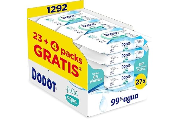 Dodot Toallitas Aqua Pure para Bebé, 1.296 Toallitas, Ayuda a restaurar el pH natural de la piel, 99% agua