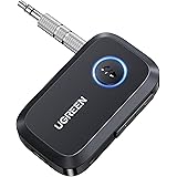 UGREEN Ricevitore Bluetooth 5.3 con jack 3,5mm con Multifunzioni Pulsante Adattatore Bluetooth Auto Aux con Microfono per Alt