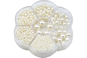 LECTNORE 1150 pezzi di perle di perle, perle di perle naturali perle d'imitazione miste perle di perle di lustro per gioielli fai da te che fanno decorazioni per la casa (3/4/5/6/8/10/12 mm)…