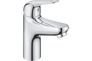 GROHE Swift QuickFix – Smooth Body 1 Lever Basin Mixer Tap for Low Pressure (S-Size 162 mm, 28 mm Ceramic Cartridge, Water Saving, Tails 1/2 Inch, Easy to Fit with GROHE QuickTool), Chrome, 24324001